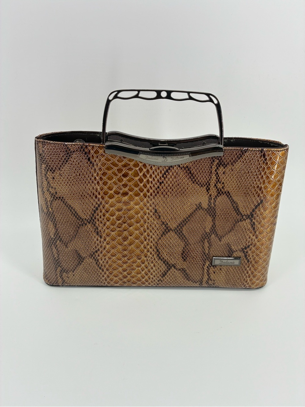 Delane Convertible Brown Faux Snakeskin Embossed Vintage Bag